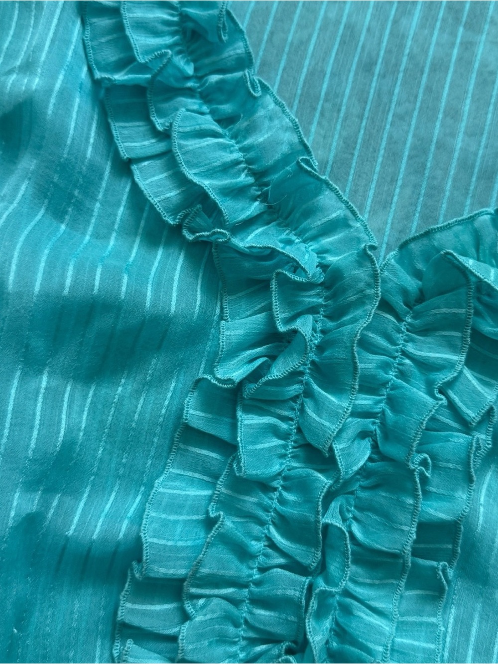 Smart Set Turquoise Ruffle Short-Sleeve Blouse - Picture 6 of 7